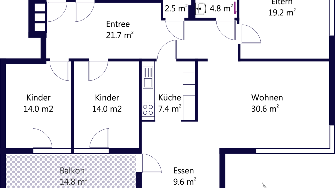 Grundriss Rollstuhlgängige, sehr grosszügige 4 ½ - Zimmerwohnung St. Gallen